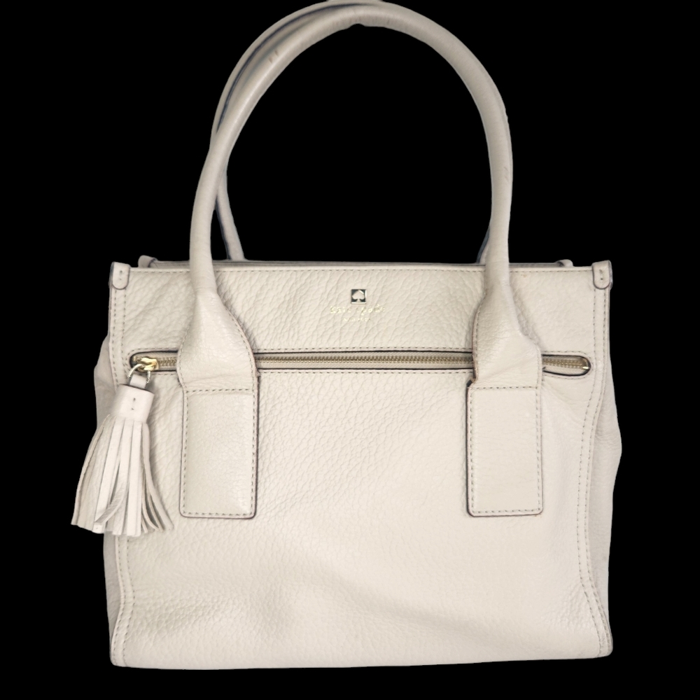 Kate Spade Southport Avenue Pebbled Leather Top Handle Tote Neutral Ivory